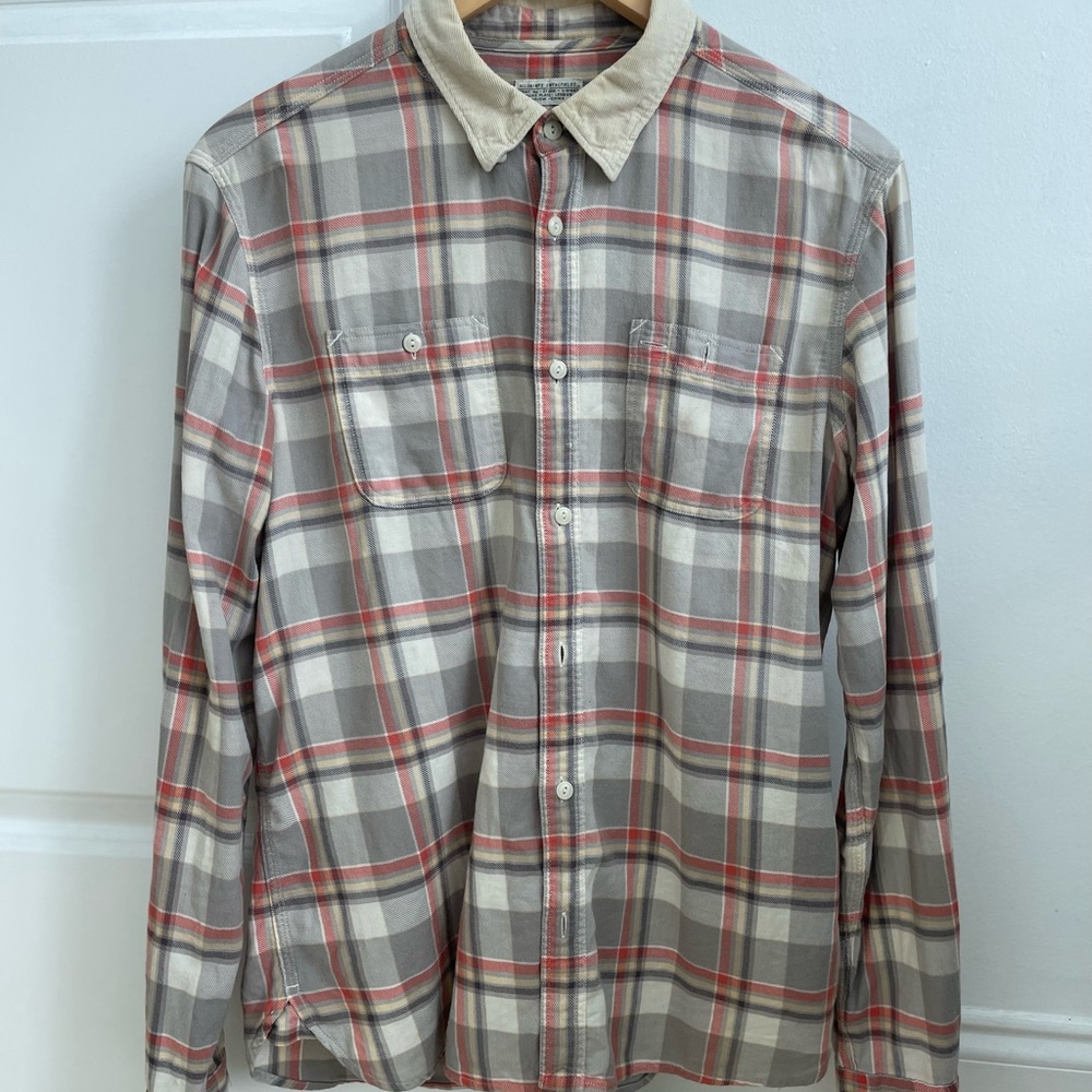 All Saints Beige Plaid Casual Shirt
